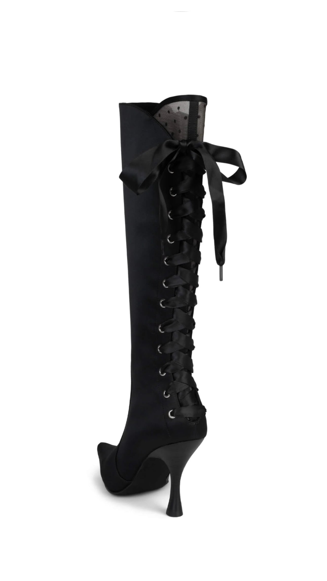 SATIN LACE UP BOOTS