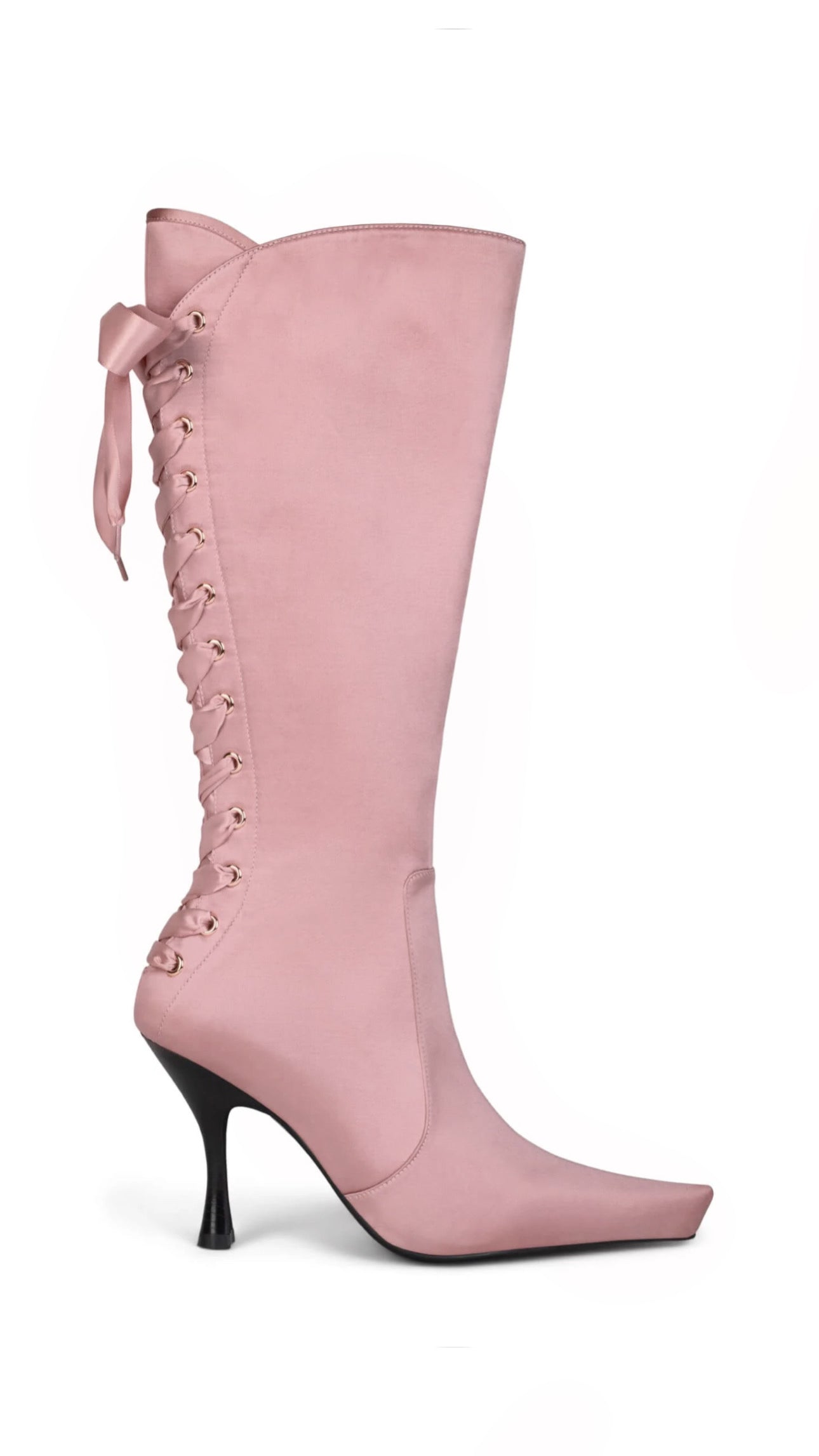 SATIN LACE UP BOOTS