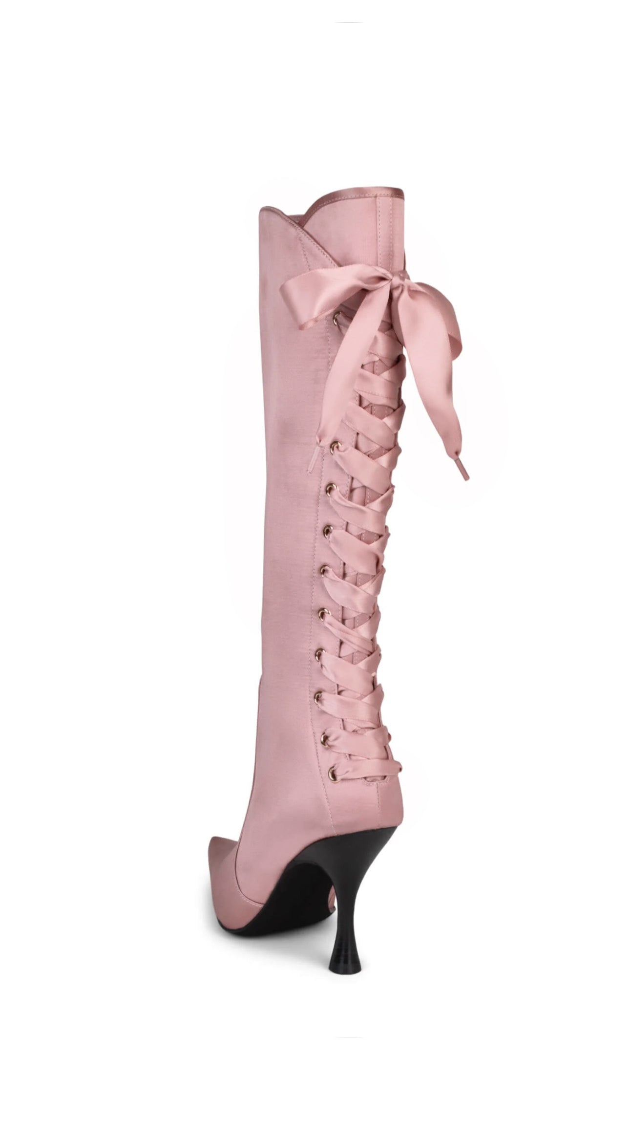 SATIN LACE UP BOOTS