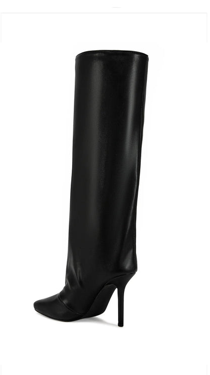 LEATHER KNEE HIGH BOOTS